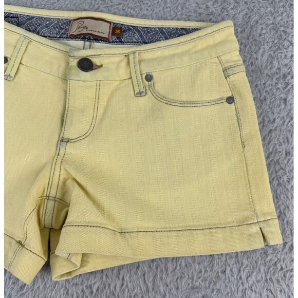 Paige Canyon Yellow Denim Womens Shorts Size 25 Premium Cotton/Polyester Blend - Picture 2 of 15